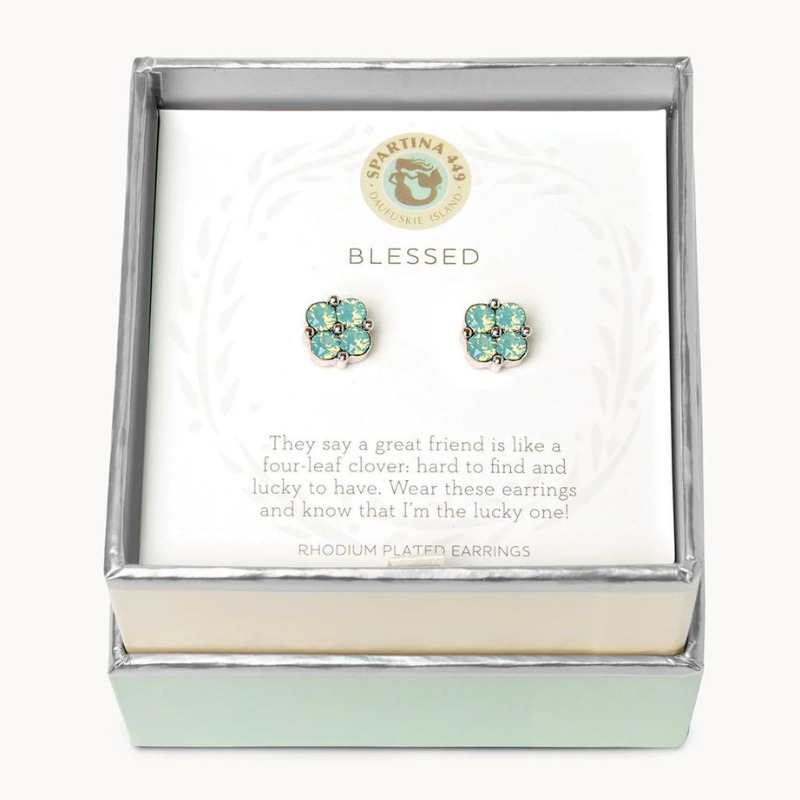Sea La Vie Stud Earrings Blessed/Sea Foam Clover
