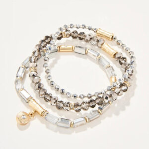 Sparkle Stretch Bracelet Set Silver