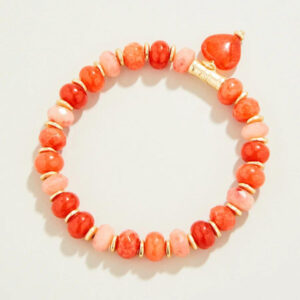 Stone Stretch Bracelet 8mm Red/Heart