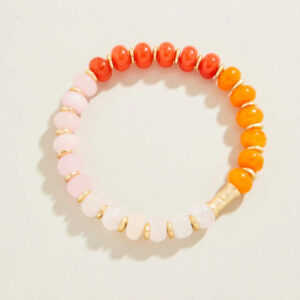 Stone Stretch Bracelet 8mm Pink/Orange