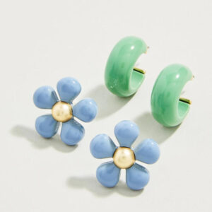 Sweet Song Earrings Set Blue/Green (2 pairs)