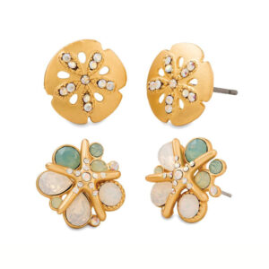 Sea Stud Earrings Set Sand Dollar/Starfish (2 pairs)