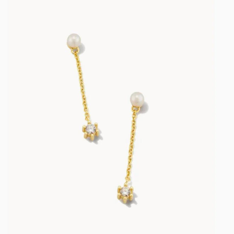 Linear Pearl Stone Earrings