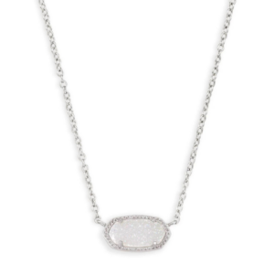 Elisa Silver Pendant Necklace In Iridescent Drusy