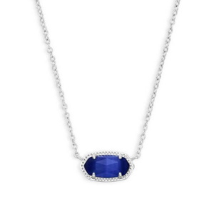 Elisa Silver Pendant Necklace in Cobalt Cats Eye