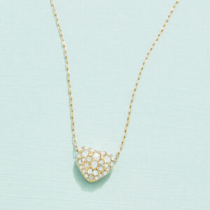 Sparkling Heart Necklace White Opal 17"