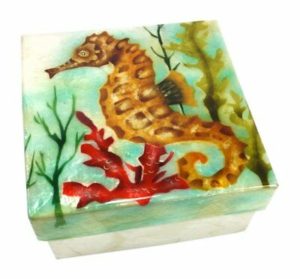 KUBLA CRAFTS seahorse capiz box
