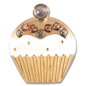 Cupcake Snap White enamel with pink stones on gold base switch flops by lindsay phillips