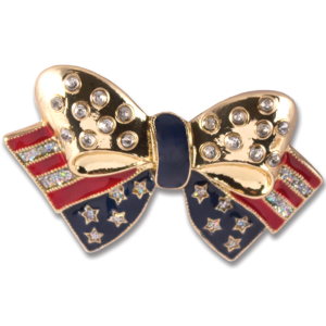 Starry Snap Americana bow with crystals and glitter on gold base switch flops by lindsay phillips