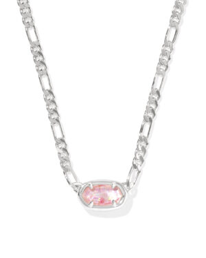 Elisa Figaro Chain Necklace - Pink Iridescent Mother of Pearl on Silver