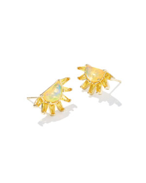 Samantha Sun Stud Earring - Yellow Opalescent on Gold