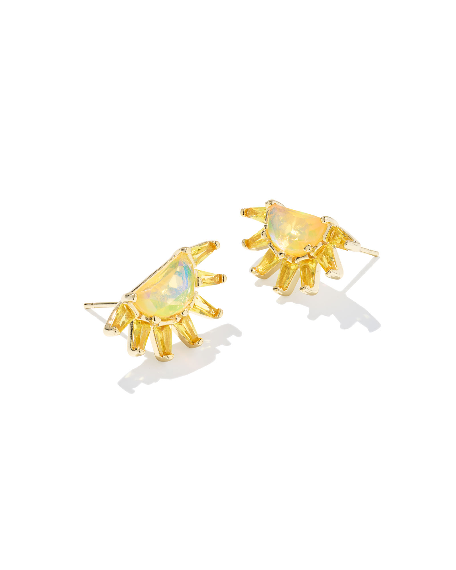 Samantha Sun Stud Earring - Yellow Opalescent on Gold