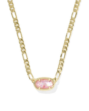 Elisa Figaro Chain Necklace - Pink Iridescent Mother of Pearl on Gold