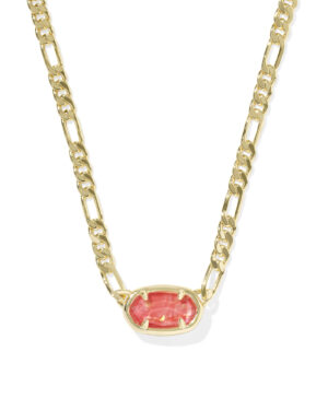 Elisa Figaro Chain Necklace - Papaya Iridescent Mother of Pearl on Gold