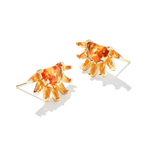 Samantha Sun Stud Earring - Orange Glass on Gold