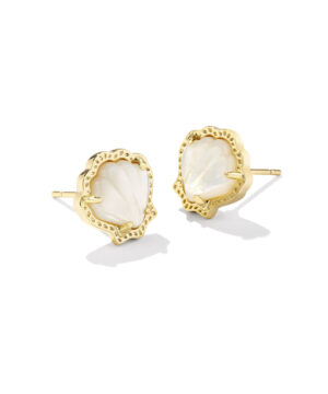 Brynne Shell Stud Earring - Mother of Pearl on Gold