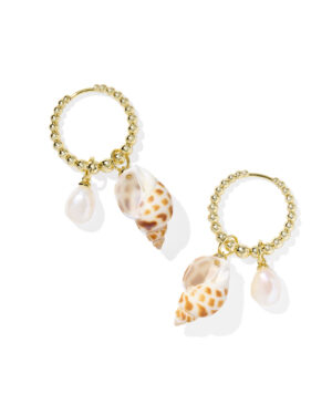 Oleana Gold Shell Huggie Earrings