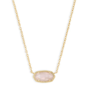 Elisa Necklace - Rose Quartz on Gold